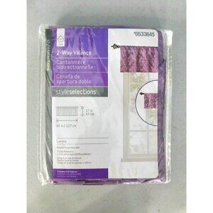 HOME TWO WAY PURPLE VALANCE 17 X 50 INCHES, FITS 1" DIAMETER ROD, #0533645